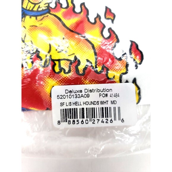 Skateboard T- Shirt, The Spitfire Hell Hounds Long Sleeve, White Tee, Men's Med - Picture 4 of 6